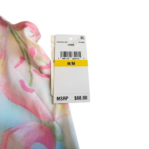 Tommy Bahama Floral Sleeveless Ruffle Hem Gown M/M Adjustable spaghetti straps - Picture 5 of 11